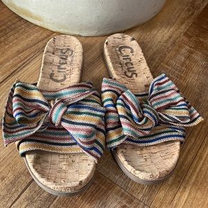 Sam Edelman circus striped burlap Sandals size 8.5